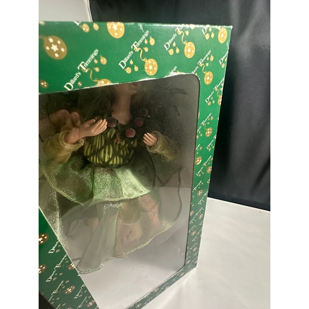 Dillard's Trimmings Porcelain Fairy in Green Dress Doll NWT 11.5" T Vintage - Picture 7 of 7